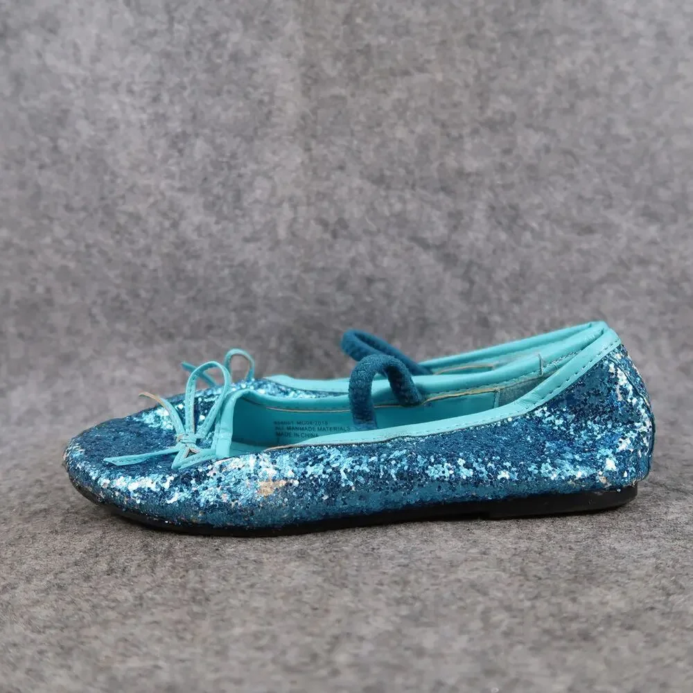 Chasing Fireflies Shoes Kids 2 Ballet Flats Elastic Strap Slip On Blue Glitter